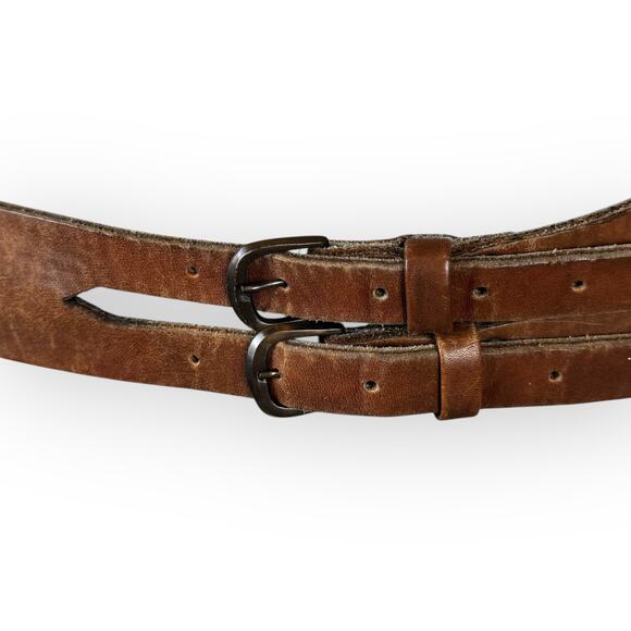 Vintage Brown Wide Leather Belt - Picture 2 of 7
